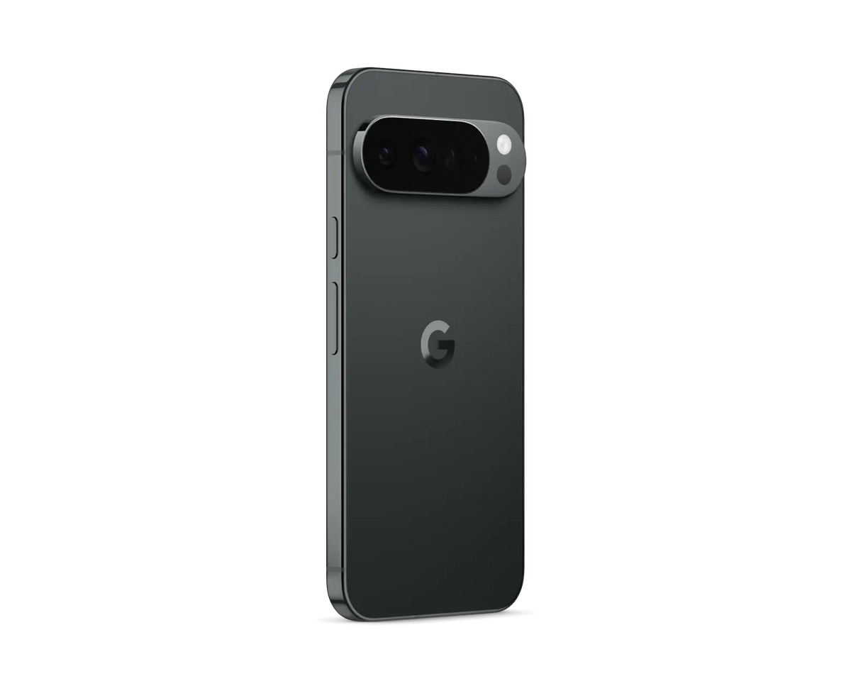 Celular Google Pixel 10 Pro XL: Vista trasera y frontal en color Negro Obsidiana - Kmaron Digital